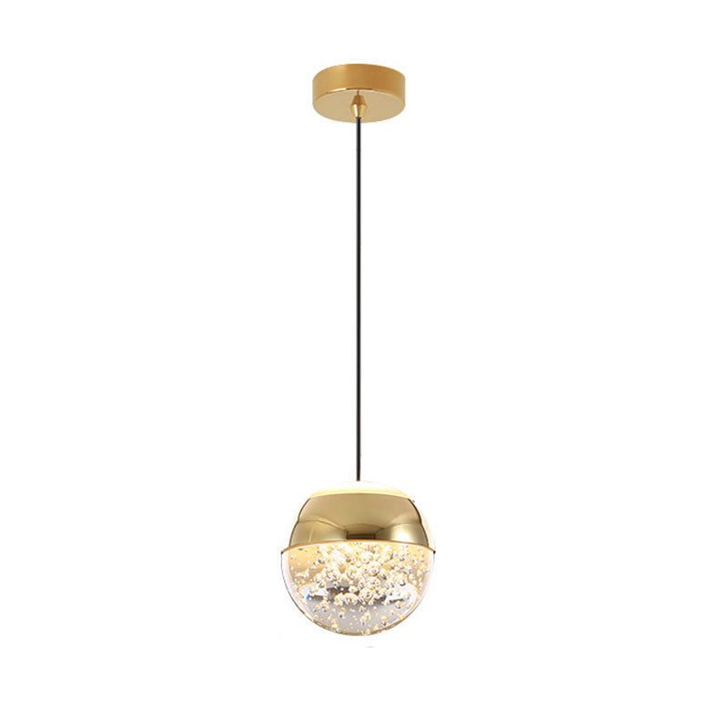 Minimalist Crystal Glass LED Gold Pendant Light - Orb/Teardrop/Arc Shape