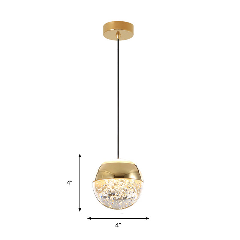 Minimalist Crystal Glass LED Gold Pendant Light - Orb/Teardrop/Arc Shape