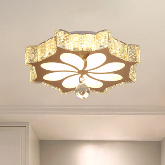 Modern Crystal LED Gold Flush Mount Lighting for Corridor - Flower Flushmount