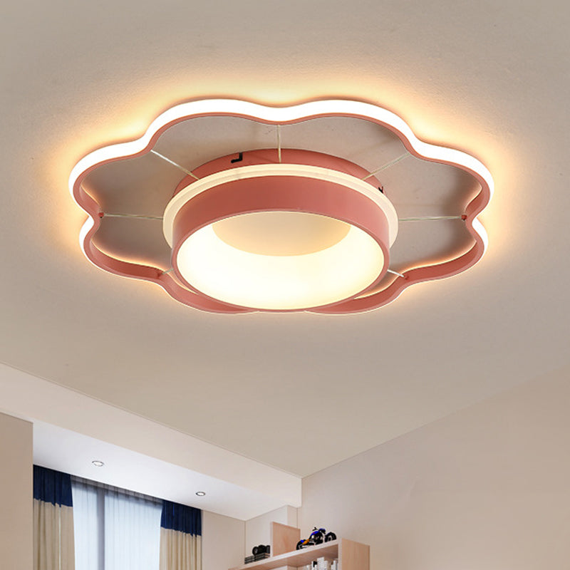 Flower Flush Mount Spotlight Kids LED Light in Pink/Gold – Warm/White
