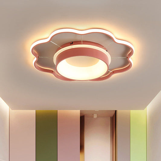 Flower Flush Mount Spotlight Kids Led Light In Pink/Gold Warm/White