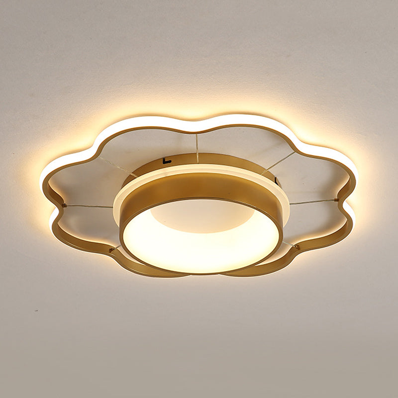 Flower Flush Mount Spotlight Kids Led Light In Pink/Gold Warm/White