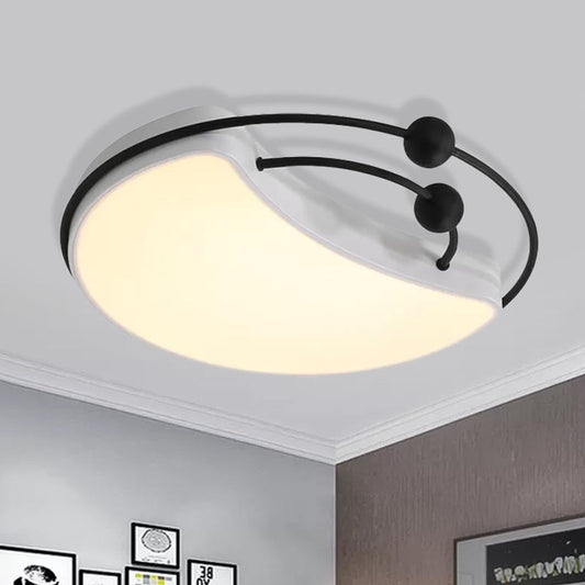 Nordic LED Metal Moon Ceiling Flush Mount - Elegant White Finish for Bedroom