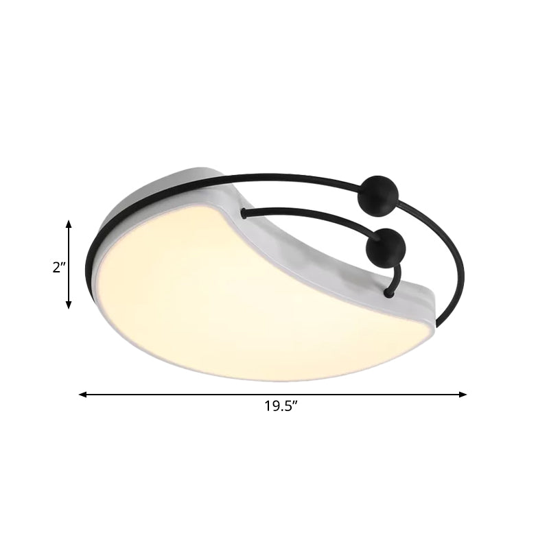 Nordic LED Metal Moon Ceiling Flush Mount - Elegant White Finish for Bedroom