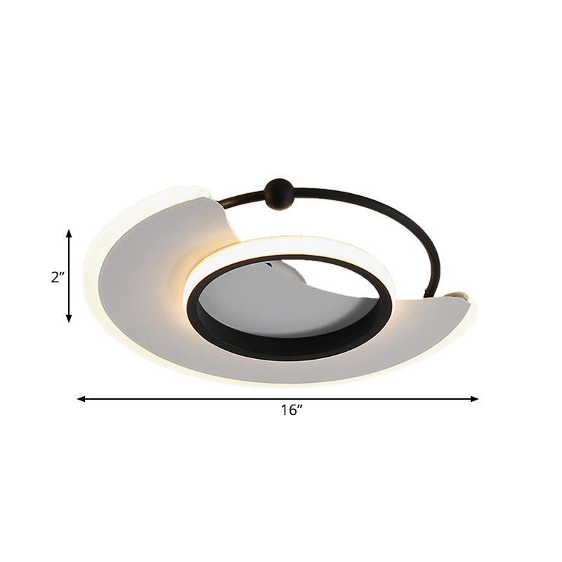 Modern LED Moon-Shaped White Flushmount Ceiling Light for Bedroom