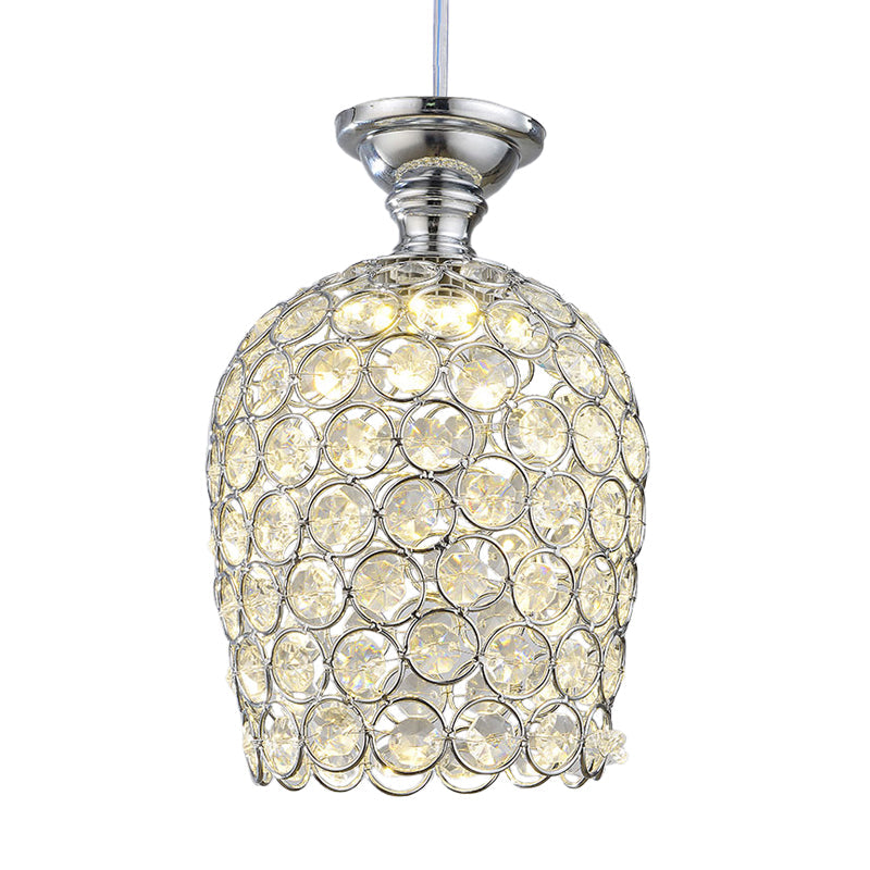 Crystal-Encrusted Wine Cup Ceiling Pendant Light - Chrome Finish