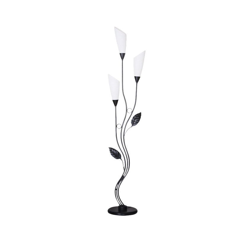 Modern Tree Floor Reading Lamp With Metallic Finish 3-Bulb Standing Light For Study Room Torchiere
