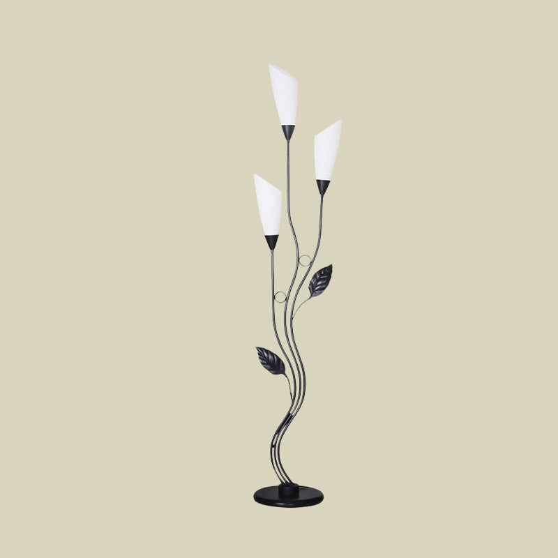 Modern Tree Floor Reading Lamp With Metallic Finish 3-Bulb Standing Light For Study Room Torchiere
