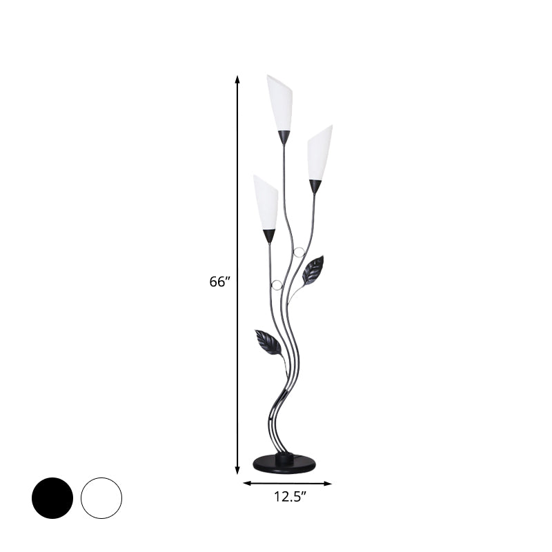 Modern Tree Floor Reading Lamp With Metallic Finish 3-Bulb Standing Light For Study Room Torchiere