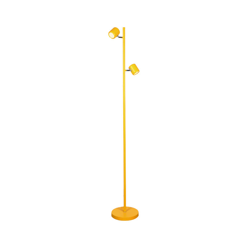 Macaron Metallic Led Cylinder Floor Lamp For Study Room White/Pink/Green