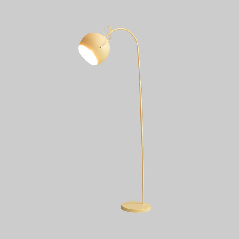 Minimalist Metal Dome Shade Floor Lamp With Arc Arm - Single Head Bedroom Light In White/Black