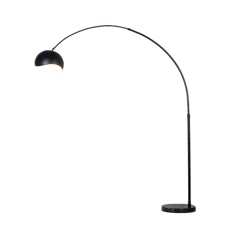 Modern Metal Fishing Rod Floor Lamp With Dome Shade (Black/Yellow)