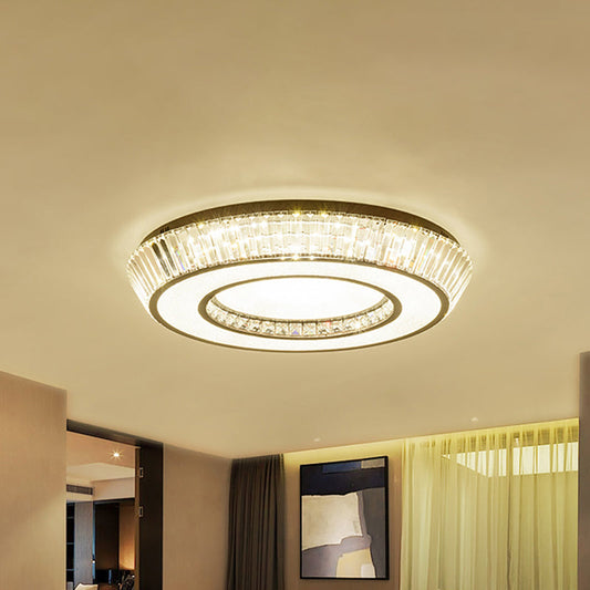 Modern Simple Crystal Block LED Coffee Flush Mount Lighting for Living Room