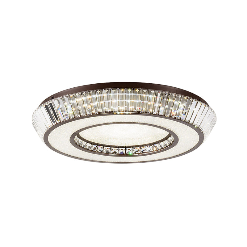 Modern Simple Crystal Block LED Coffee Flush Mount Lighting for Living Room