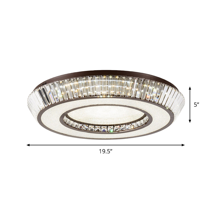 Modern Simple Crystal Block LED Coffee Flush Mount Lighting for Living Room