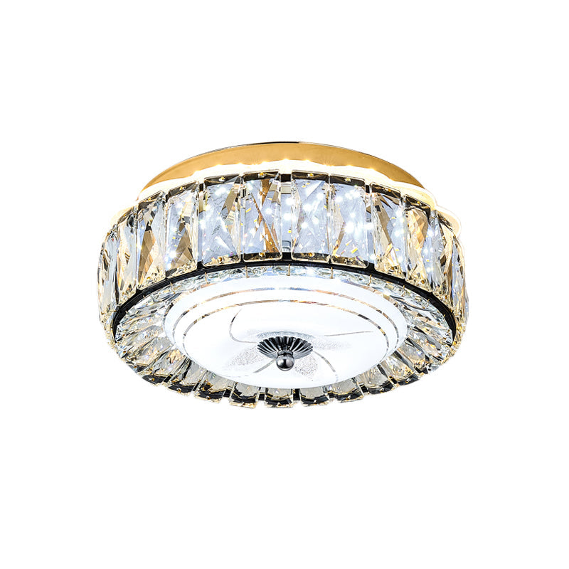 Contemporary Black Crystal Block LED Ceiling Flush Light for Corridors