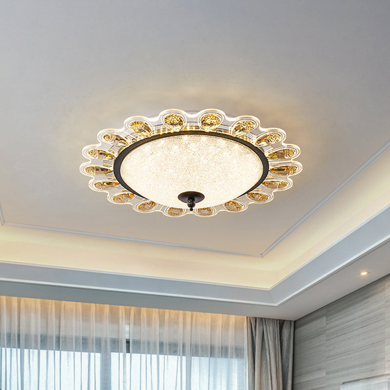 Contemporary Yellow Crystal Flushmount LED Ceiling Light for Drawing Room - 16"/23.5" Wide