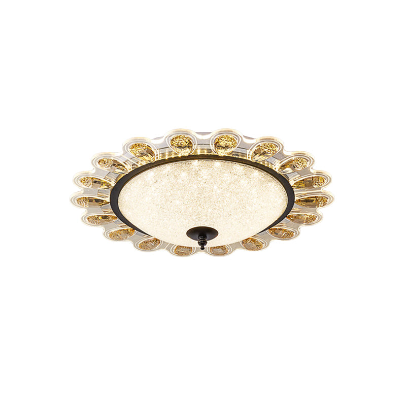 Contemporary Yellow Crystal Flushmount LED Ceiling Light for Drawing Room - 16"/23.5" Wide