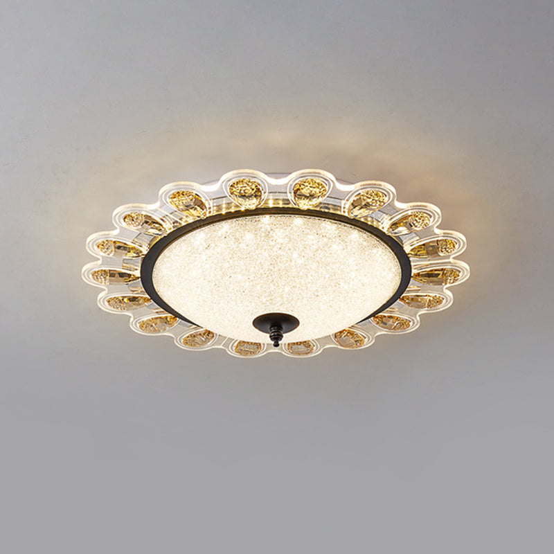 Contemporary Yellow Crystal Flushmount LED Ceiling Light for Drawing Room - 16"/23.5" Wide