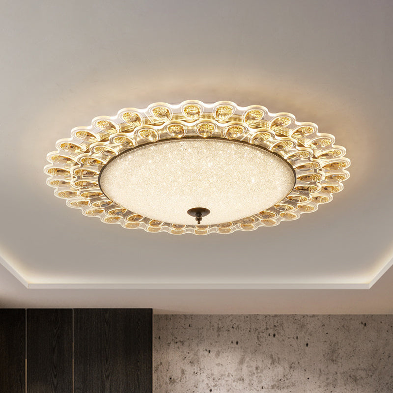 Contemporary Yellow Crystal Flushmount LED Ceiling Light for Drawing Room - 16"/23.5" Wide