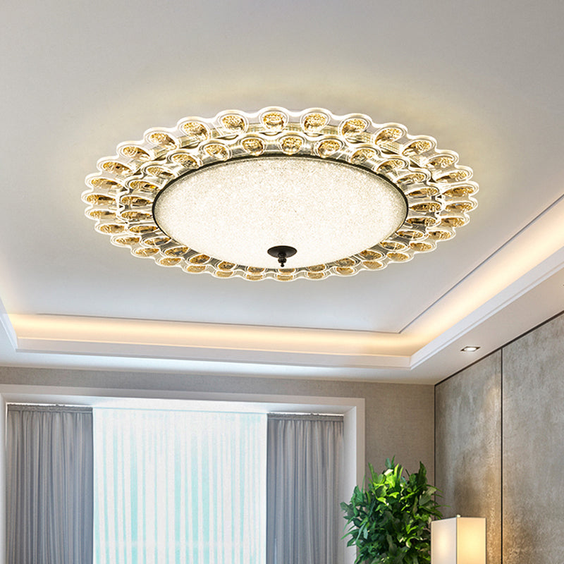 Contemporary Yellow Crystal Flushmount LED Ceiling Light for Drawing Room - 16"/23.5" Wide