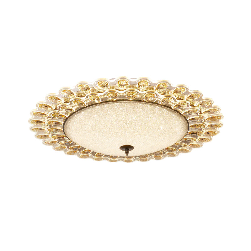 Contemporary Yellow Crystal Flushmount Led Ceiling Light For Drawing Room - 16/23.5 Wide