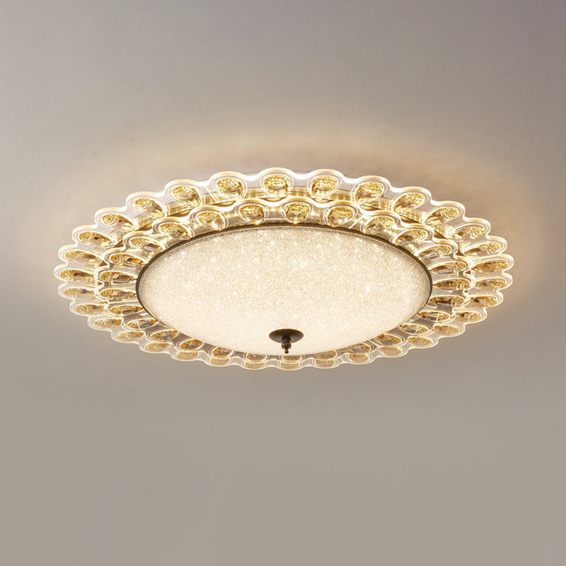 Contemporary Yellow Crystal Flushmount LED Ceiling Light for Drawing Room - 16"/23.5" Wide
