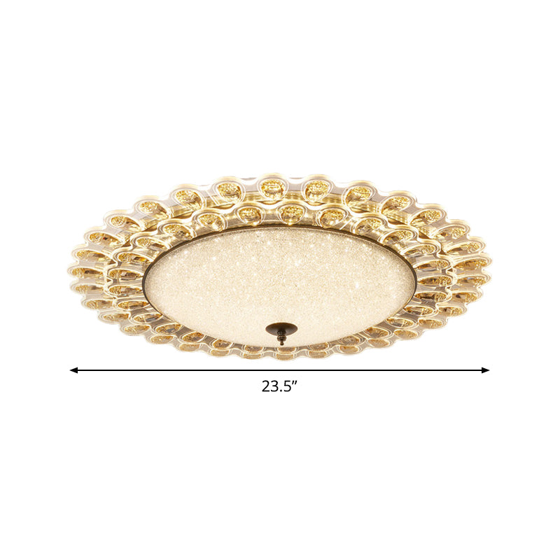 Contemporary Yellow Crystal Flushmount LED Ceiling Light for Drawing Room - 16"/23.5" Wide