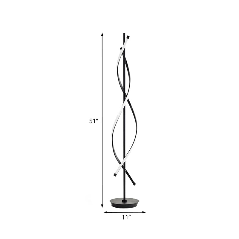 Black Twist Floor Lamp With Led Light In Warm/White - Stylish Reading Lighting