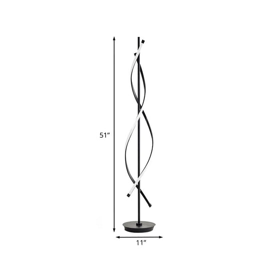 Black Twist Floor Lamp With Led Light In Warm/White - Stylish Reading Lighting