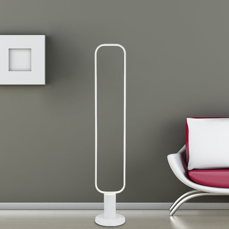 Minimalist Metal Led Bedroom Reading Floor Lamp 1/2 Tiers Rectangular Standing Light In Black/White