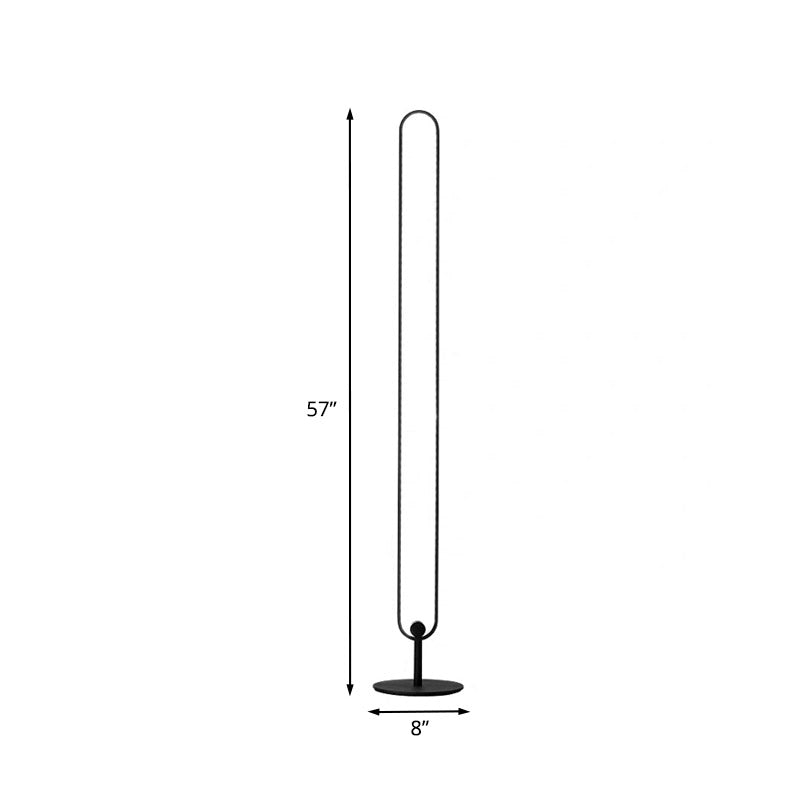 Modern Oval Frame Led Bedside Floor Lamp In Black - Simplicity Acrylic With Adjustable Light: Warm