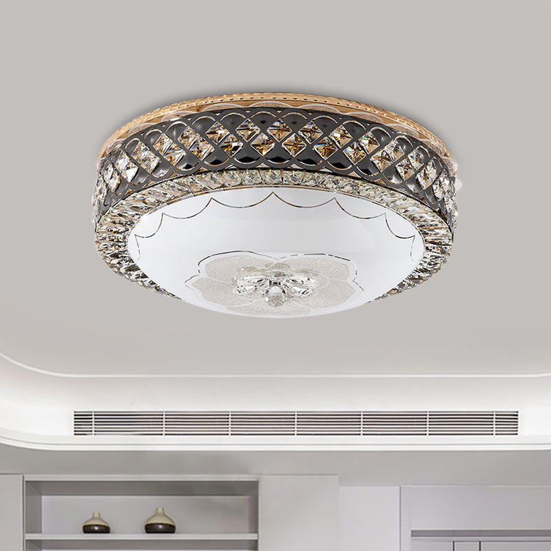 Modern LED Flush Crystal Ceiling fixture in Black for Bedroom