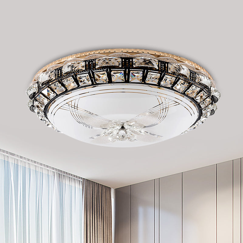 Modern LED Flush Crystal Ceiling fixture in Black for Bedroom