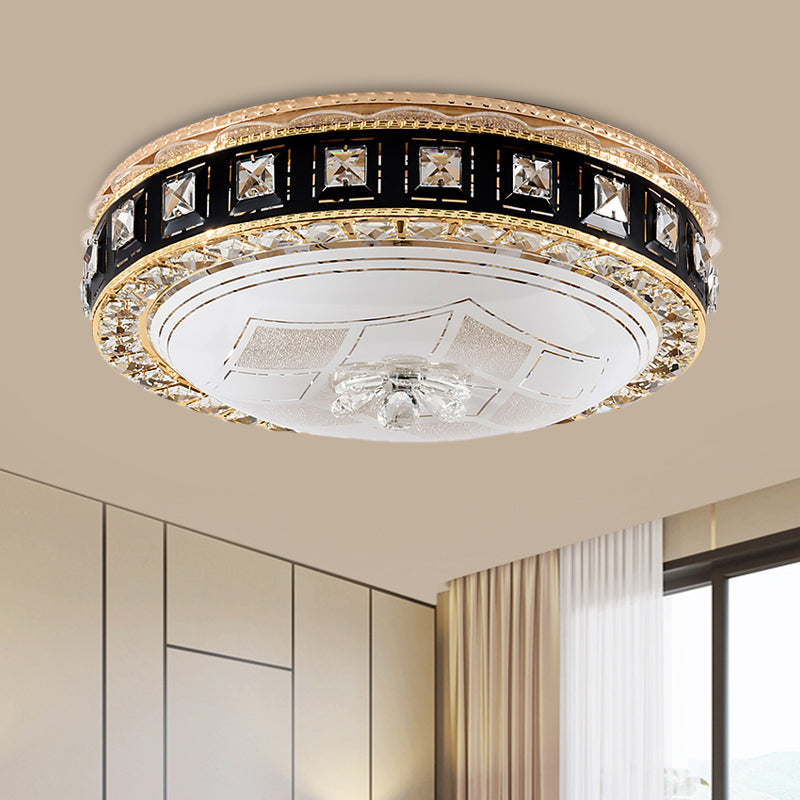 Modern LED Flush Crystal Ceiling fixture in Black for Bedroom
