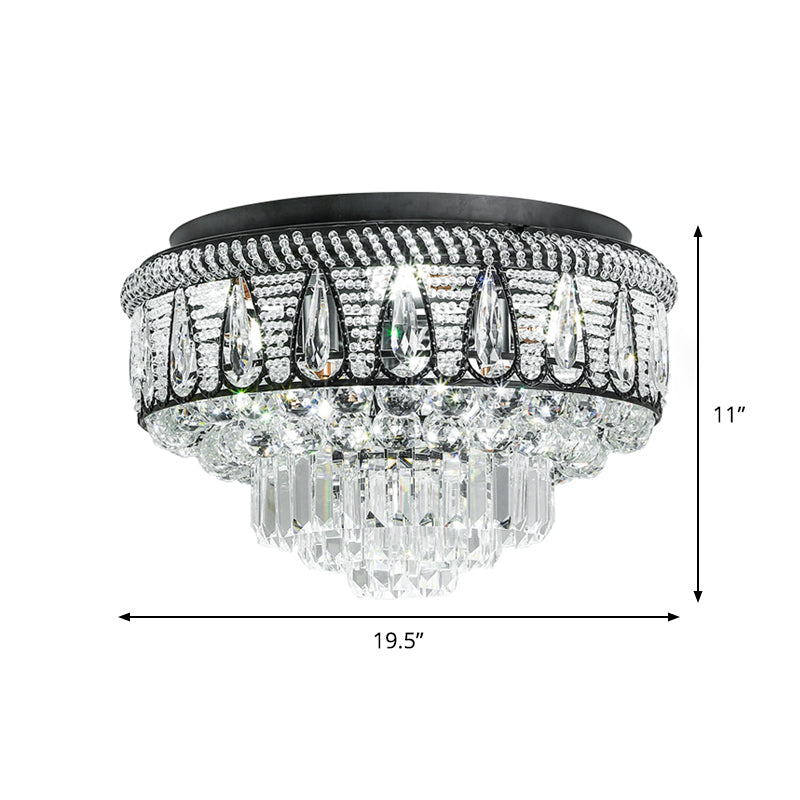 Contemporary LED Crystal Ceiling Light Fixture in Black - Bedroom Flush Mount Lamp
