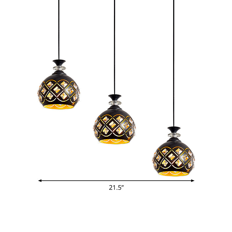 Modern Black Pendant Light: Globe, Oval, and Waterdrop Design | 3-Light Metal Ceiling Lamp for Dining Table