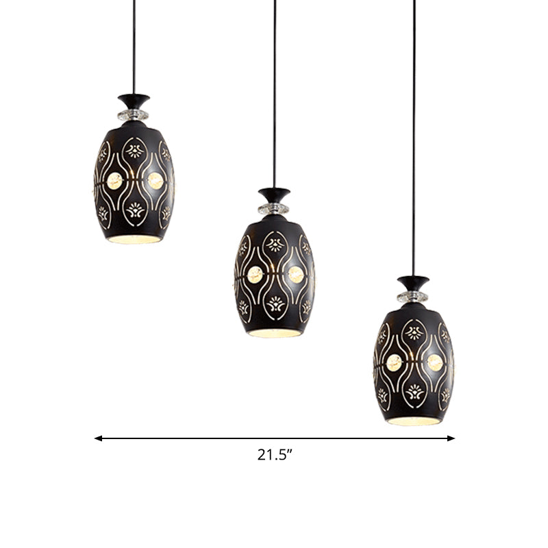 Modern Black Pendant Light With 3-Light Metal Multi Ceiling Lamp - Ideal For Dining Table