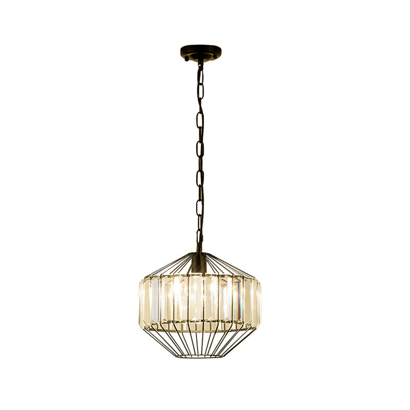 Modern Crystal Block Pendant Lamp - Geometric Black Ceiling Lighting, 1 Head