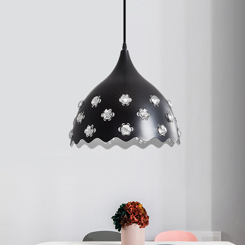 Black Modern Hanging Ceiling Lamp with Onion Metal Shade - Dining Room Down Lighting