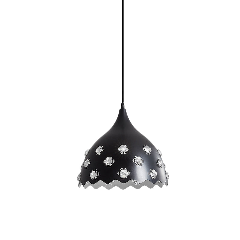 Black Modern Hanging Ceiling Lamp with Onion Metal Shade - Dining Room Down Lighting