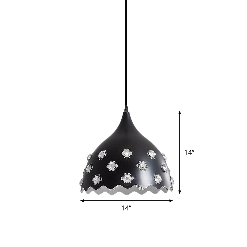 Black Modern Hanging Ceiling Lamp with Onion Metal Shade - Dining Room Down Lighting