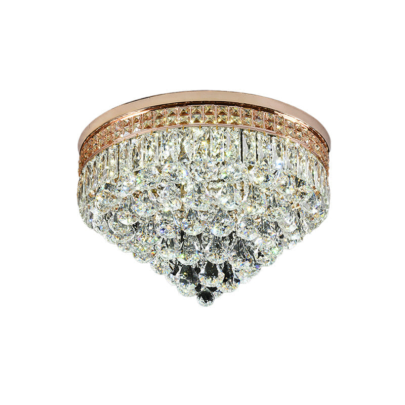 Minimalist LED Flush Ceiling Light with Clear Faceted K9 Crystal for Hallway