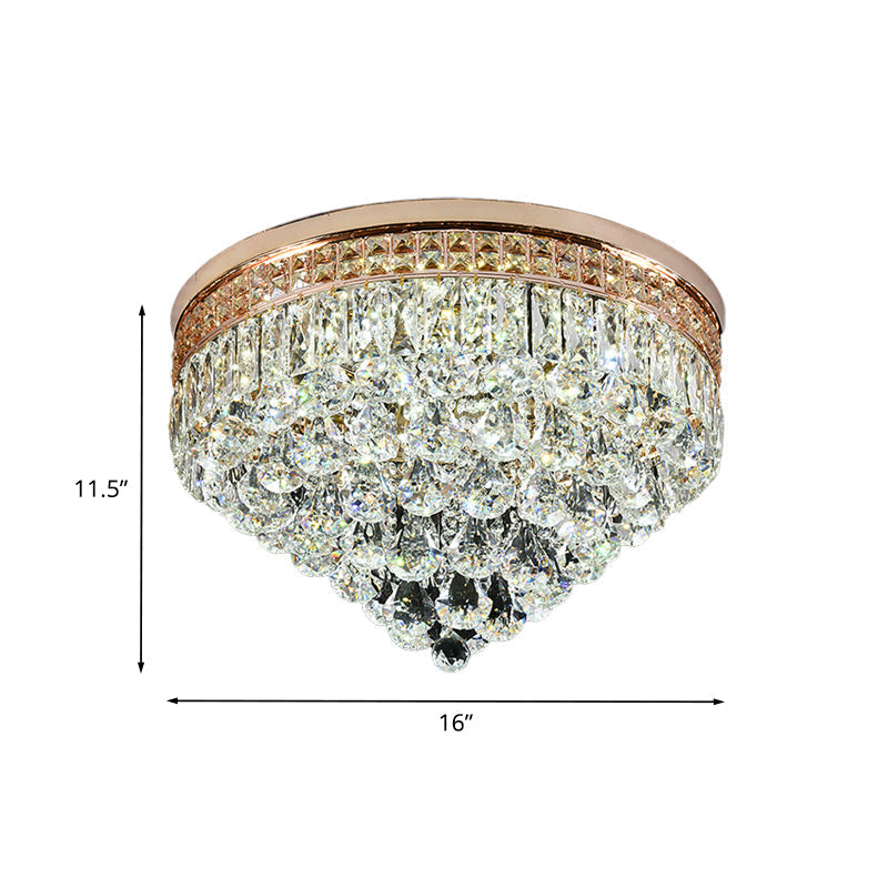 Minimalist LED Flush Ceiling Light with Clear Faceted K9 Crystal for Hallway