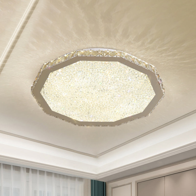 Chrome LED Crystal Polygon Ceiling Light: Minimalist Flush Mount Fixture
