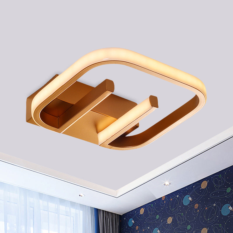 Geometric LED Ceiling Light in Nordic White/Black/Gold with Metallic Finish - Perfect for Hallways and Warm Ambiance