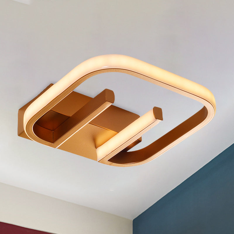 Geometric LED Ceiling Light in Nordic White/Black/Gold with Metallic Finish - Perfect for Hallways and Warm Ambiance