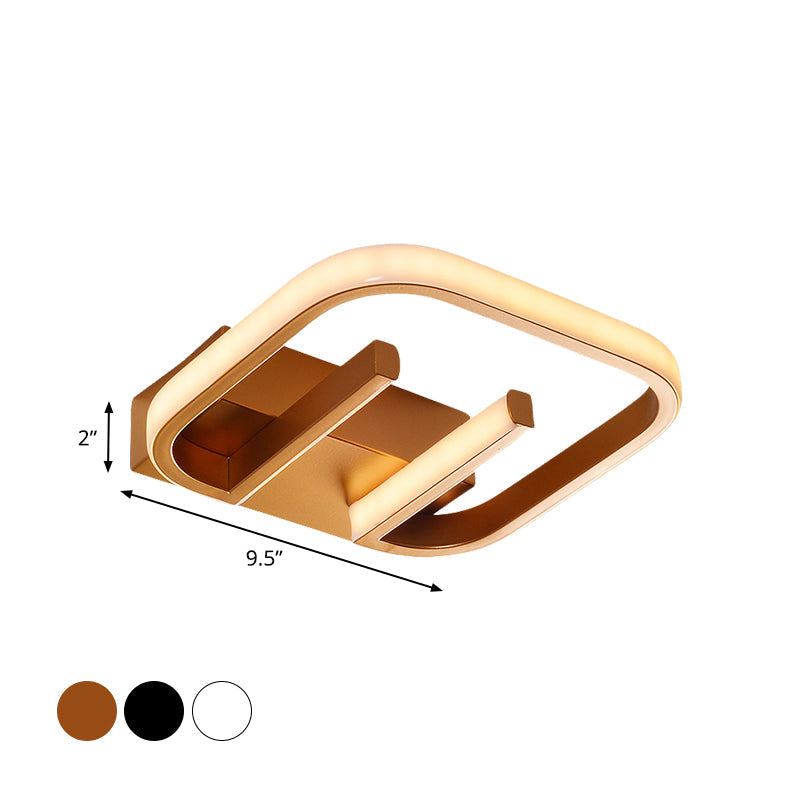 Geometric LED Ceiling Light in Nordic White/Black/Gold with Metallic Finish - Perfect for Hallways and Warm Ambiance