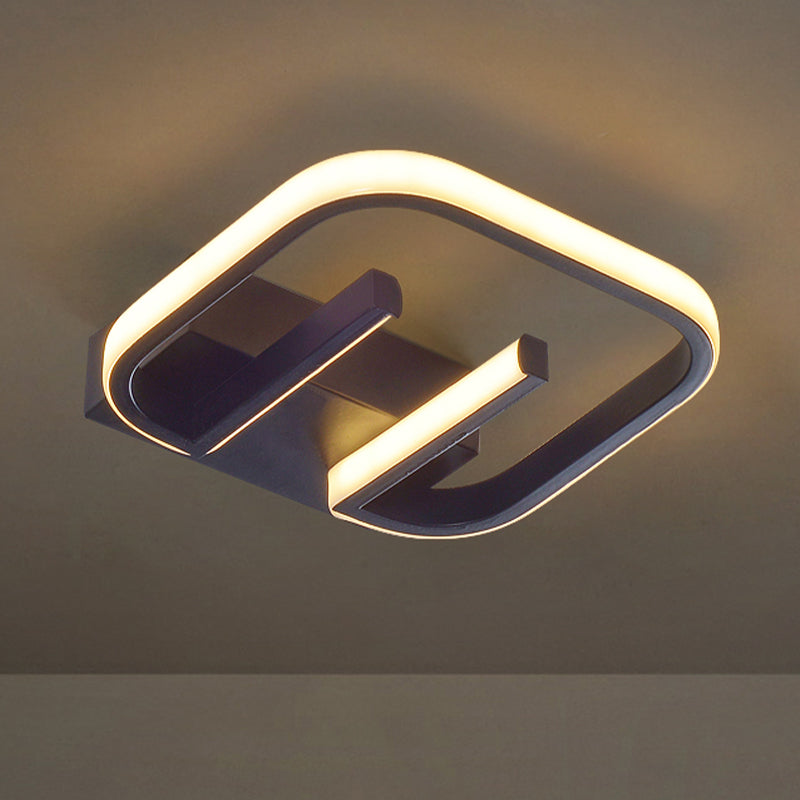 Geometric LED Ceiling Light in Nordic White/Black/Gold with Metallic Finish - Perfect for Hallways and Warm Ambiance