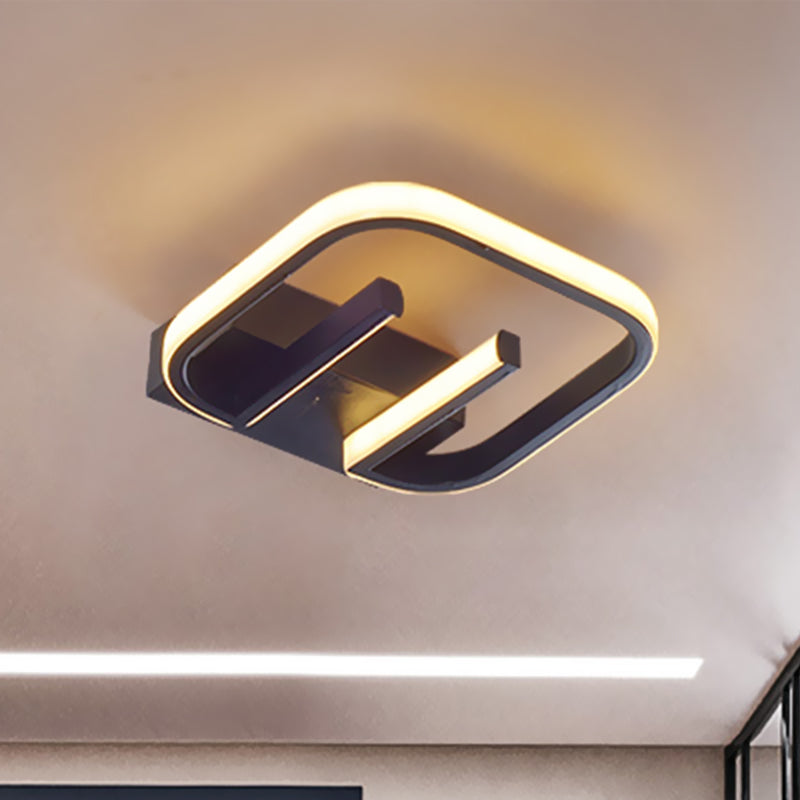 Geometric LED Ceiling Light in Nordic White/Black/Gold with Metallic Finish - Perfect for Hallways and Warm Ambiance